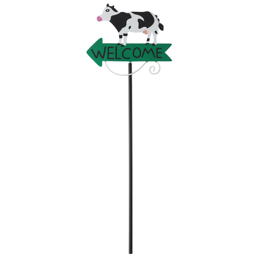 Black And White Cow Pattern Charming Metal Garden Stakes | Welcome Yard & Lawn Decor