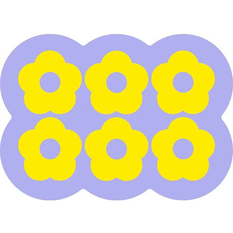 Style 9 Purple And Yellow Flowers Pattern Absorbent Diatomaceous Earth Pet Feeding Mat - Non-Slip & Quick Dry Placemat (50x80cm)