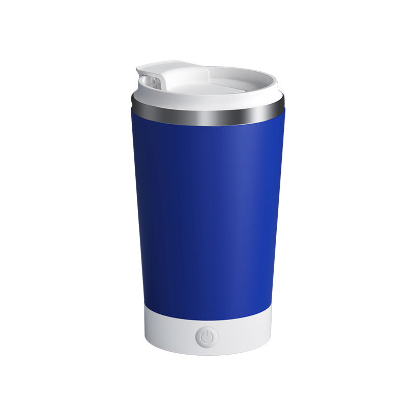 Dark Blue 316 Stainless Steel Rechargeable Electric Self-Stirring Mug - 420ml Automatic Mixing Cup with Magnetic Rotor