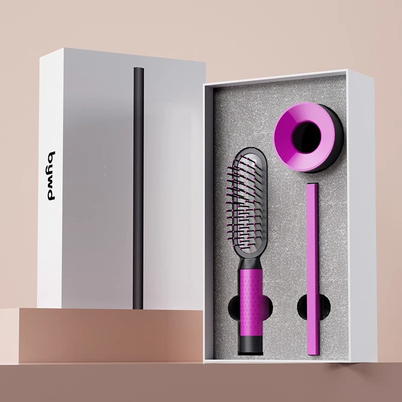 Rose Red 3-piece Set Women's Air Cushion Comb for Long Hair Anti-Static Detangling Massage Scalp Comb Portable Fluffy Styling Brush