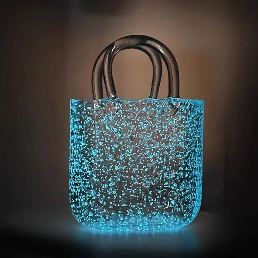 Large Tote Bubble Bag Luminous INS-Style Glass Vase Modern Minimalist Hydroponic Flower Holder Creative Desktop Decorative Floral Arrangement