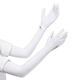 White UV-Protective Cooling Arm Sleeves - Breathable Long Sun Protection Gloves for Summer Cycling