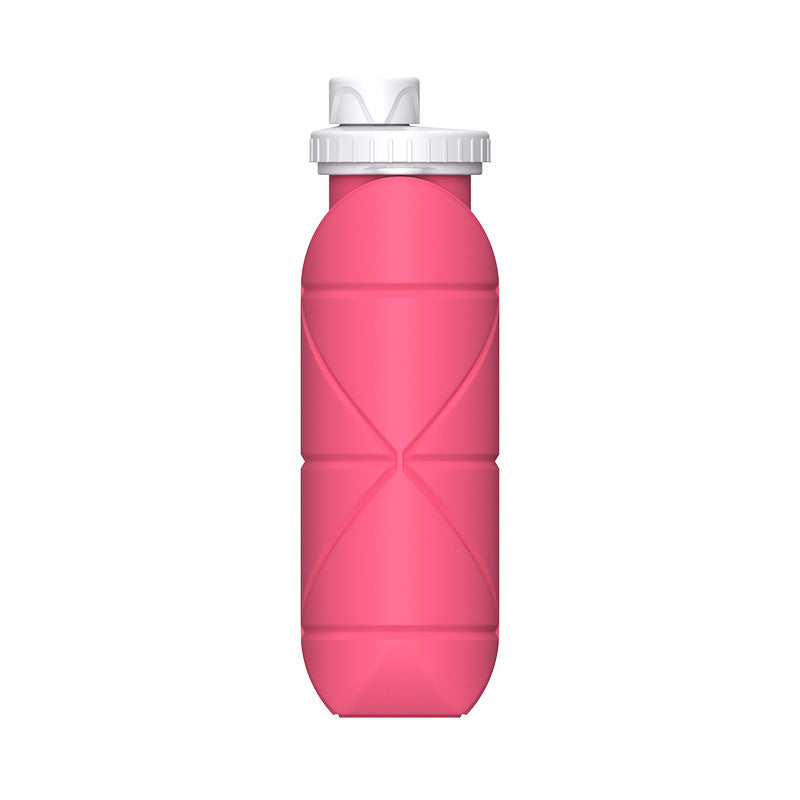Pink Portable Silicone Collapsible Water Bottle - Foldable Sports Cup for Cycling and Outdoor Fitness