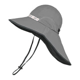 Grey Wide Brim Sun Hat with Cape - Foldable UV Protection - 10cm Brim 