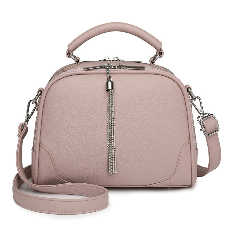 Purple Chic Mini Round Crossbody Bag for Women - Elegant Handbag with Tassel Accent