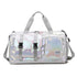 White Iridescent Gym Bag with Wet-Dry Separation - Large Capacity Travel and Fitness Duffel