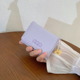 Purple 2PCS Women's Compact Short Wallet - Premium Multi-Function Mini Coin Purse with Card Slots & Zip Closure