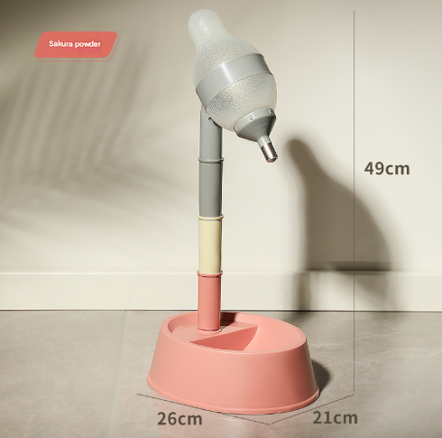 Pink Adjustable Height Pet Water Dispenser - Free Standing or Hanging - No More Bending!