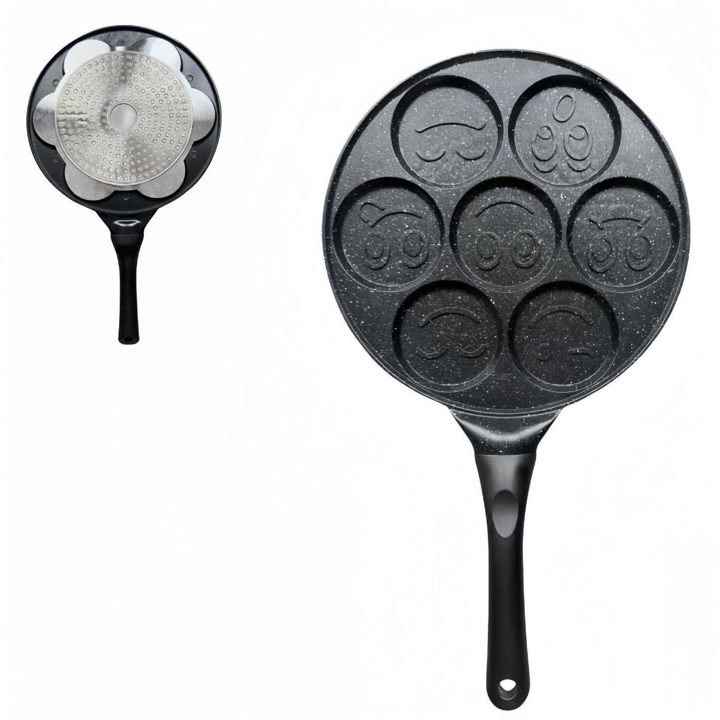 Black Smiley Versatile Non-Stick Frying Pan (27cm) - Induction Ready Skillet for Everyday Cooking