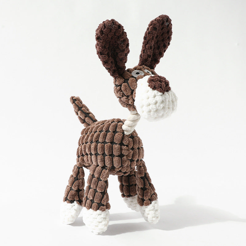 3pcs Brown Goofy Plush Donkey Squeaky Dog Toy - Large Interactive Chew & Cuddle Buddy
