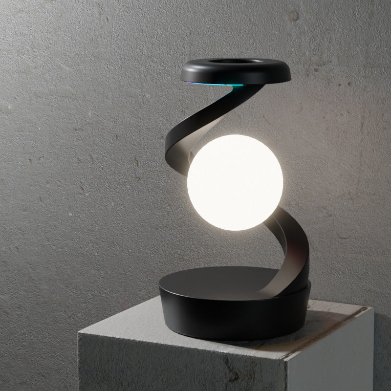 Black Modern Levitating LED Desk Lamp  - Spiral Design Atmosphere Light
