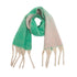 Green-beige Plush Gradient Winter Scarf Shawl - Thick Textured Circle Yarn with Chunky Tassels - 185cm x 40cm