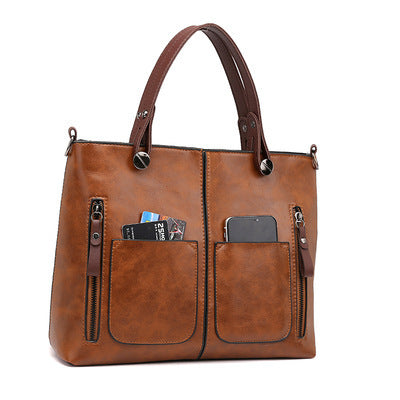 Versatile Brown Tote with Detachable Strap - Ideal for Travel