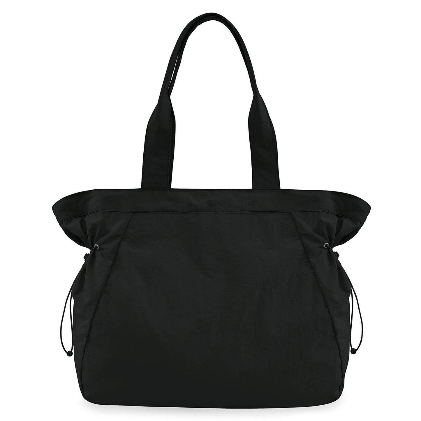 Water-Resistant Tote Bag with Drawstring Side-Cinch and Snap Closure - 18L Capacity Black