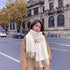 Luxury Cashmere Blend Scarf, Large 200x70cm Fringed Scarf (White)