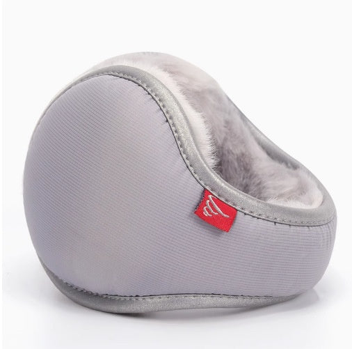 Grey Winter Comfort Folding Earmuffs - Soft Fleece, Windproof and Waterproof