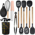 Black 12-Piece Silicone Cooking Utensil Set - Non-Stick Food-Grade Kitchen Tools with Holder