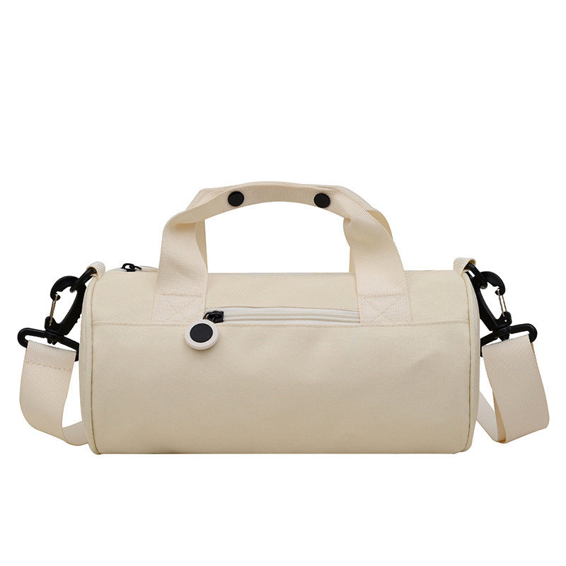Waterproof Oxford Cylindrical Travel Bag - Large Capacity Handbag with Shoulder Strap(White)