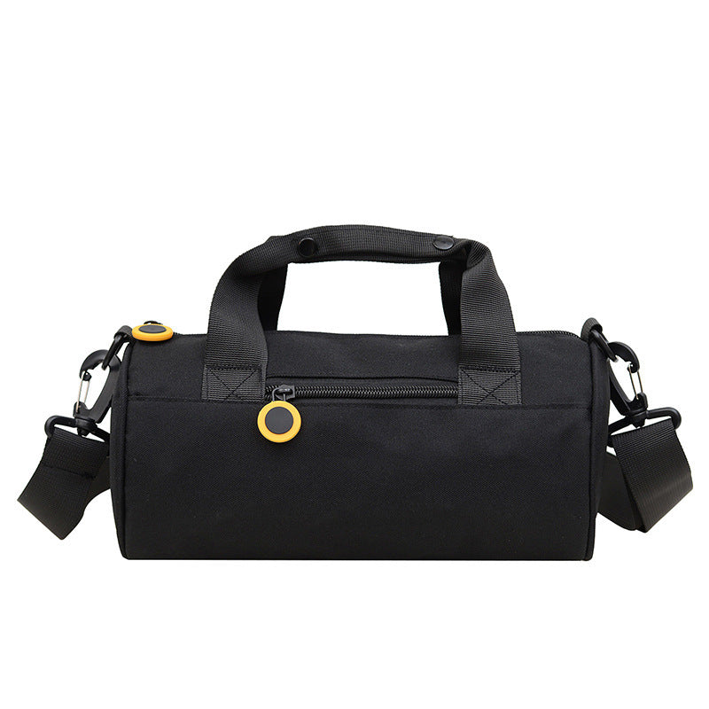 Waterproof Oxford Cylindrical Travel Bag - Large Capacity Handbag with Shoulder Strap(Black)
