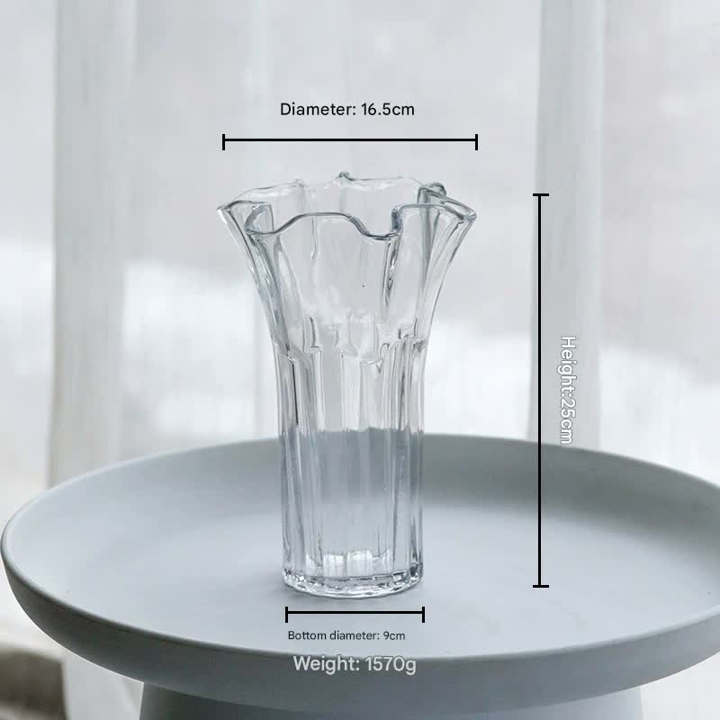 Nordic-Style Glass Vase - Elegant Fluted Flower Vase for Home Decor(Transparent)