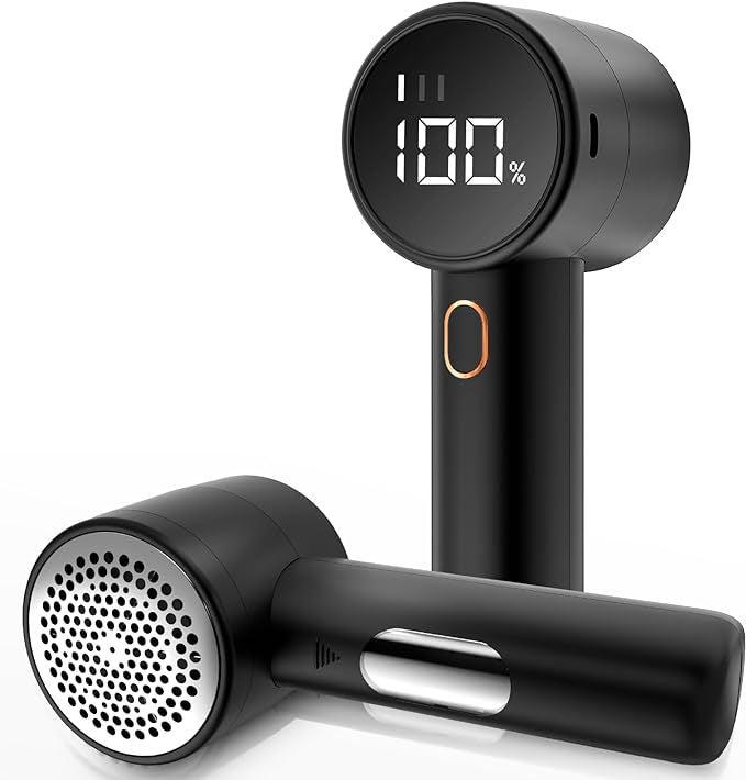 Rechargeable Electric Lint Remover with LED Display - 3 Speed Levels, USB-C Charging, 2600mAh Battery(black)