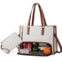 Stylish Quilted Laptop & Lunch Tote Bag , Water-Resistant with Insulated Compartment & Clutch(White)