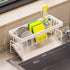 Kitchen Sink Caddy Organizer with Towel Bar & Drain Tray - Durable Metal Sponge Holder(White)