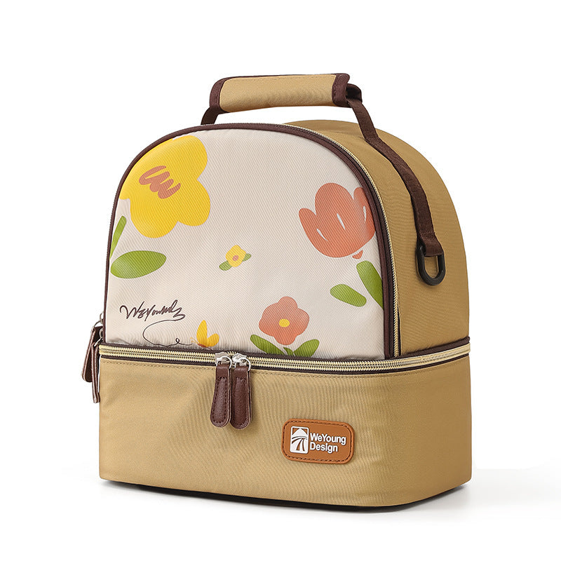 Versatile Insulated Breast Milk Cooler & Lunch Backpack - Waterproof, Multi-Carry Options(Yellow print)