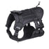 Black Tactical Dog Training Harness - Adjustable Vest for Training and Walking - L
