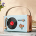 Blue Retro Record Player Style Bluetooth Speaker - Portable Wireless Turntable Design Audio