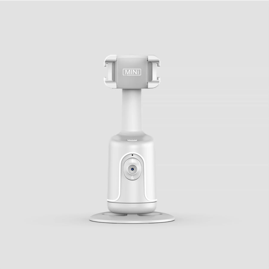 White AI Smart Auto Tracking Phone Holder - 360Â° Rotation Face & Body Tracking Mount