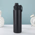 Black Portable Travel Thermos Bottle - Leakproof Stainless Steel Flask with Carry Handle (18oz - 540ml)