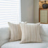 Textured Vertical Striped Pillowcases - Scandinavian Home Decor Accents (Beige Stripes Pair - 45x45cm)