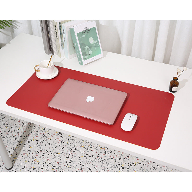 Wine red/yellow Extra-Large Leather Table Mat for Study & Work - Pad for Students & Office Use (100x50cm)