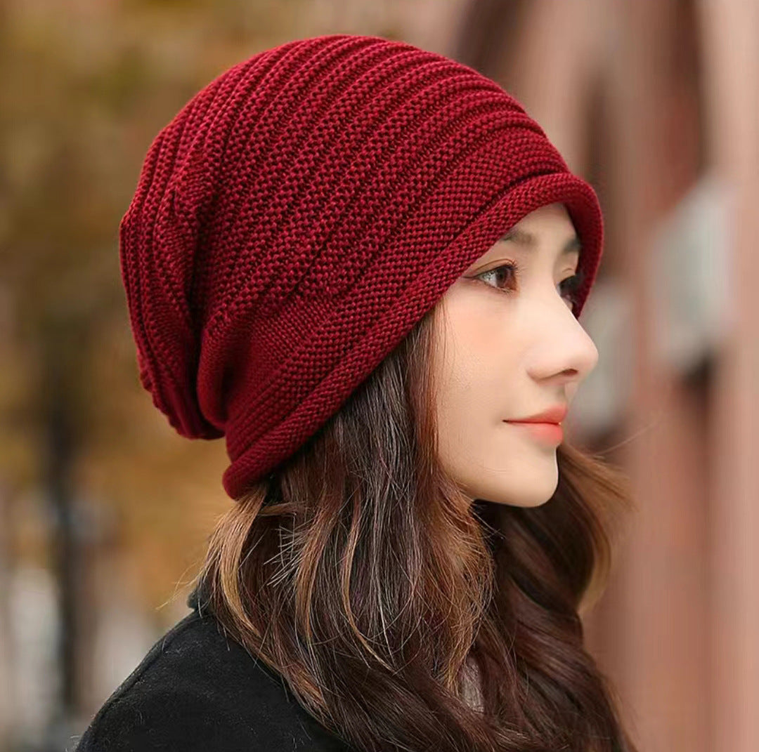 Red Warm & Stylish Women's Knitted Beanie Hats (3-Pack) - Perfect for Cold Weather Comfort