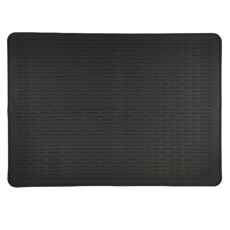 Black Extra Large Silicone Countertop Protector & Dish Drying Mat - Dishwasher Safe (71x50cm)