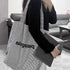 Minimalist Vertical Striped Canvas Tote Bag for Casual Outings (28x35x15cm)