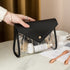 Black Chic Envelope Makeup Bag with Transparent Waterproof Design