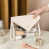 White Chic Envelope Makeup Bag with Transparent Waterproof Design