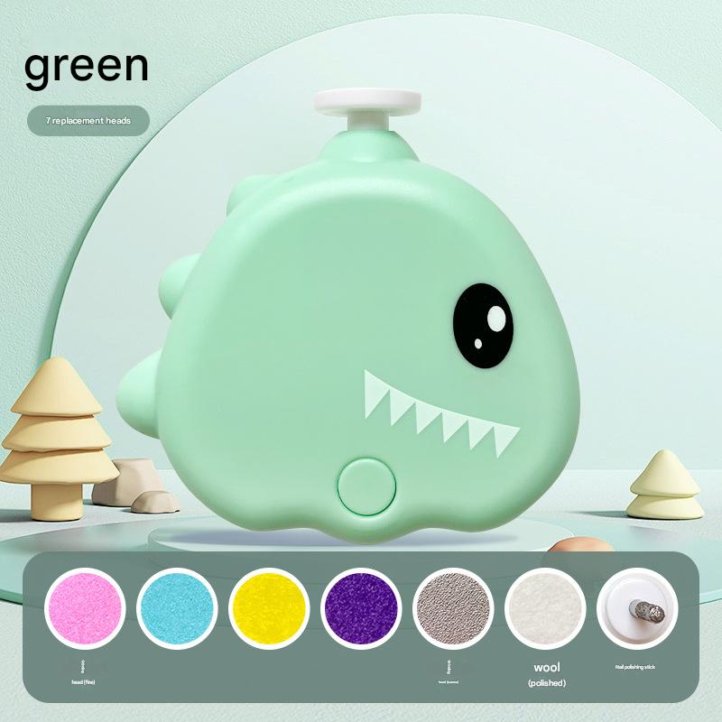 Green Cute Dinosaur Electric Pet Nail Grinder - 3-Speed, Low Noise, USB-C for Dogs & Cats