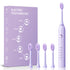 Advanced Sonic Toothbrush: 5 Cleaning Modes, 2-Min Timer, USB Fast Charge, Purple (4 brush heads)