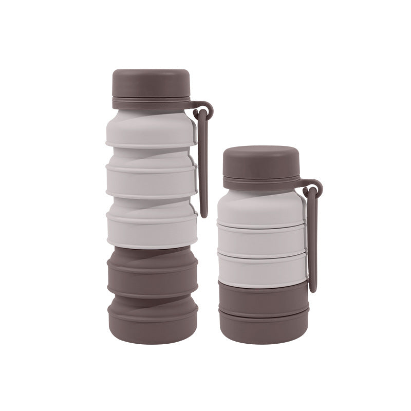 Brown Collapsible Silicone Water Bottle - 510ml Portable Food-Grade Travel & Sports Drink Flask