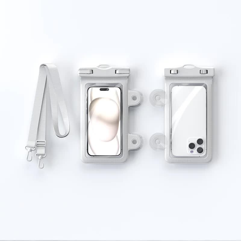 White 2-Pack Universal IPX8 Waterproof Phone Pouch with Lanyard - Touch Sensitive Case for Swimming & Outdoor Sports