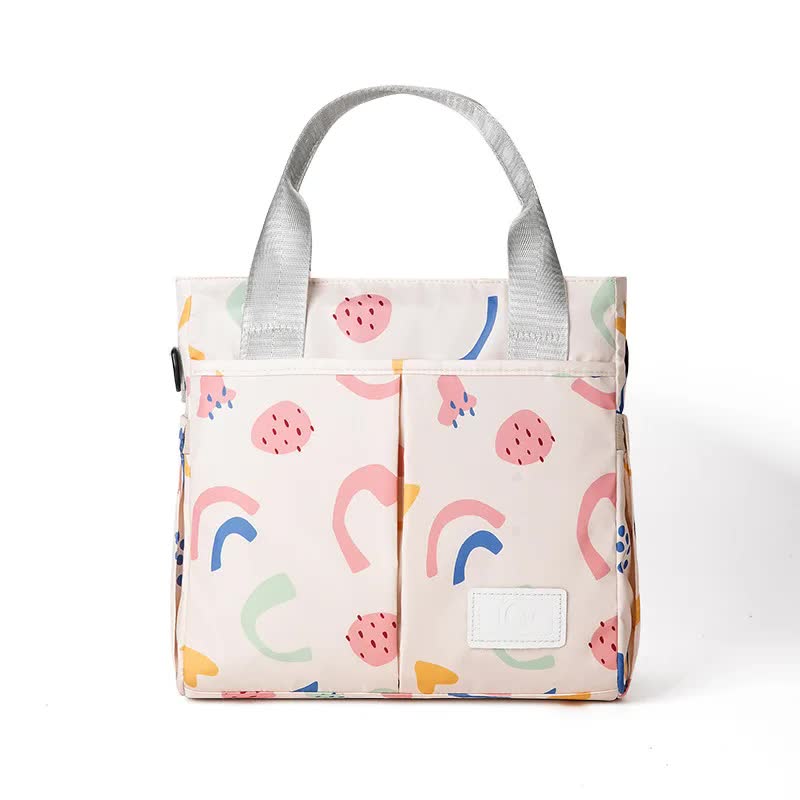 Pink Versatile Nappy Bag Tote - Lightweight Diaper Bag with Insulated Pocket & Crossbody Strap