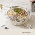 Beige And Silver Snap Button Elegant Compartment Serving Tray with Lid - Versatile Snack, Fruit & Candy Box