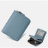 Blue Compact RFID Genuine Leather Wallet for Women - Secure Zipper Card Holder & Coin Purse