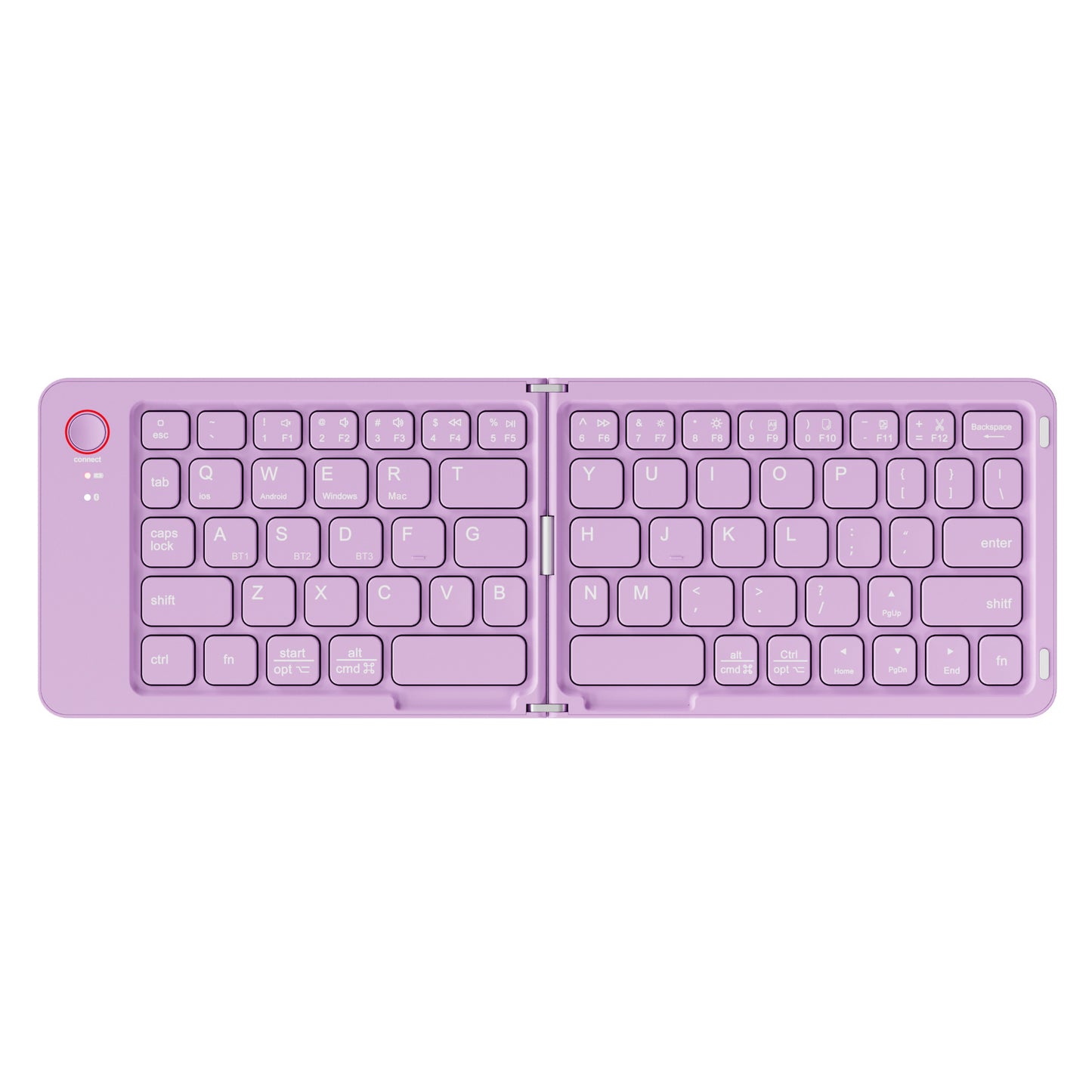 Purple Ultra-Slim Foldable Bluetooth Keyboard - Portable Wireless Rechargeable Travel Keyboard for iOS Android Windows Devices