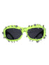 Bright Green Edgy Punk Rock Spiked Sunglasses - Statement Goth Studded Eyewear