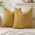 Yellow Plush Chenille Cushion Covers Set of 2 - Soft Textured Decorative Throw Pillow Cases for Sofa Couch, 45x45cm