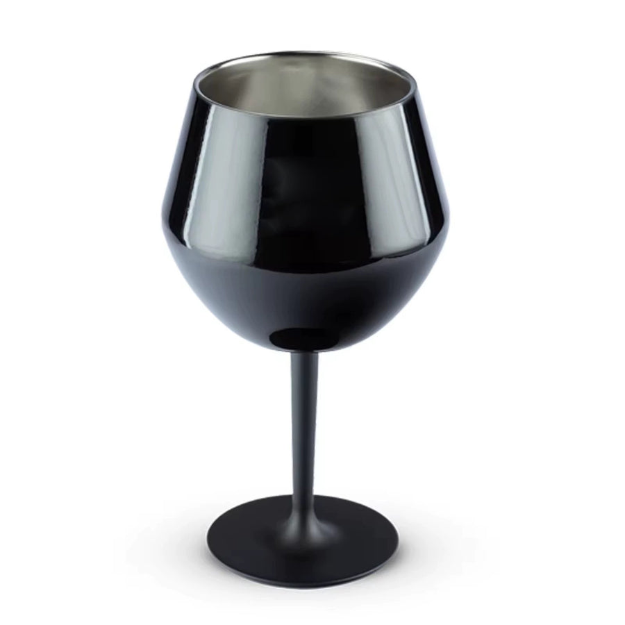 2 Pcs Black Detachable Stainless Steel Wine Glass - 14oz (420ml) Portable Stemmed Goblet for Outdoors & Travel
